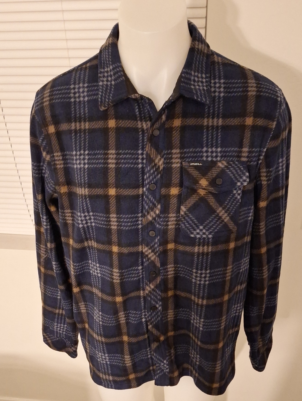 O'Neill Blue and Brown Plaid Casual Button-Down Shirt